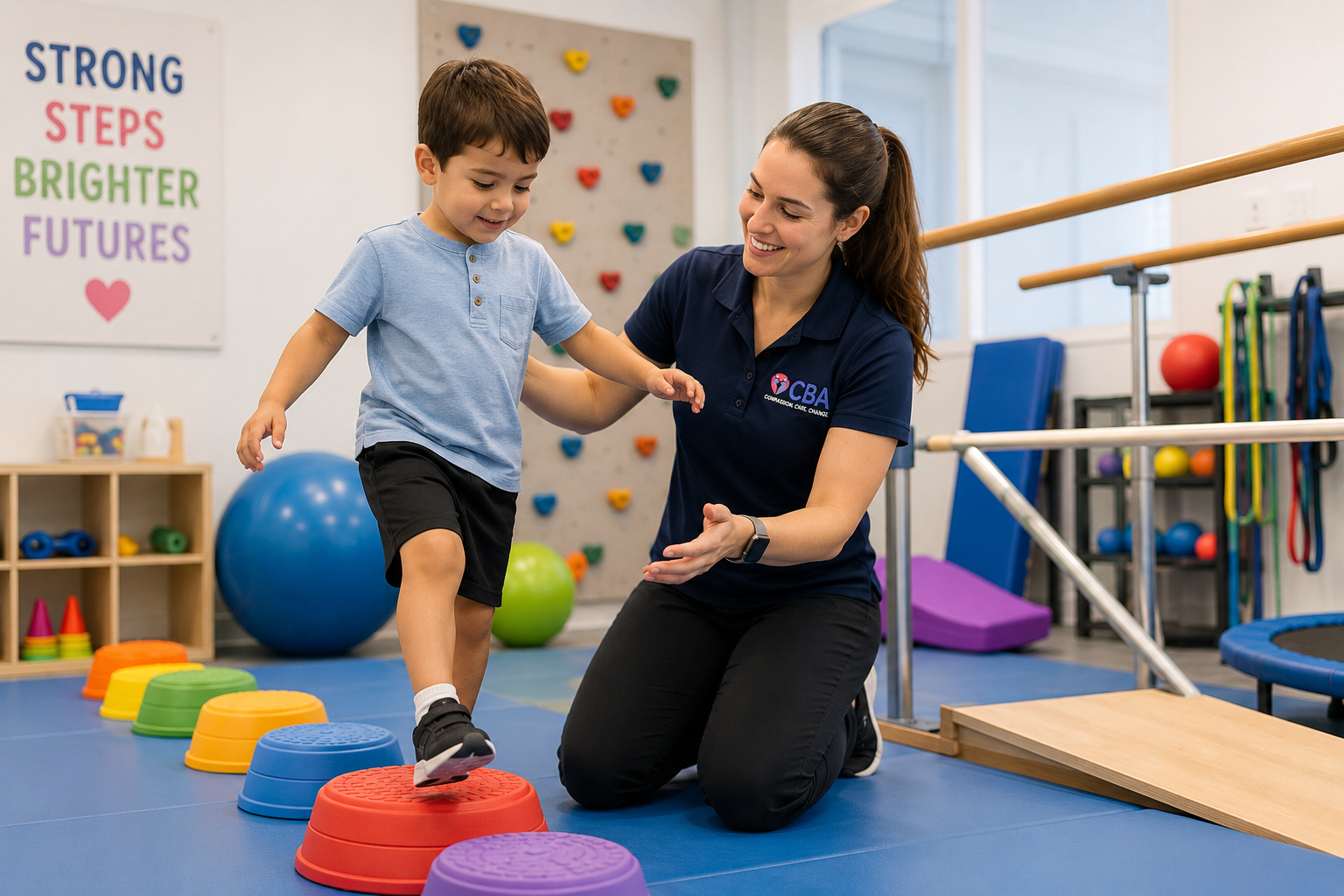 Therapy room with movement equipment